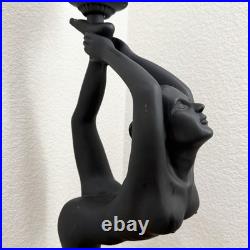 Vintage Art Deco MCM Black Nude Lady Erotica Sculpture Globe 32 Table Lamp 8lbs