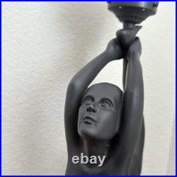 Vintage Art Deco MCM Black Nude Lady Erotica Sculpture Globe 32 Table Lamp 8lbs