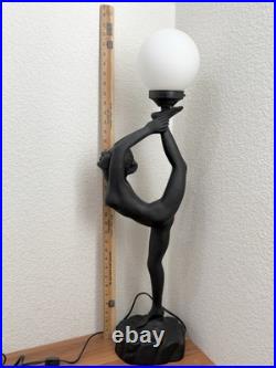 Vintage Art Deco MCM Black Nude Lady Erotica Sculpture Globe 32 Table Lamp 8lbs