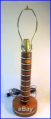 Vintage Art Deco Mid Century Modern Stacked Walnut LUCITE Lamp