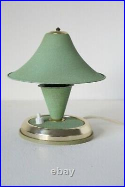 Vintage Art Deco Mid Century Modernist Green Mushroom Table/Desk Lamp