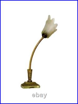 Vintage Art Deco New Bronze Minimalist Freeform Floral Torch Lamp