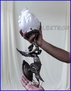 Vintage Art Deco Nouveau Brass Mermaid Wall Sconce Light Fixture Lamp