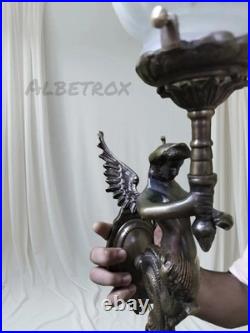 Vintage Art Deco Nouveau Brass Mermaid Wall Sconce Light Fixture Lamp