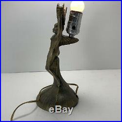 Vintage Art Deco Nouveau Chandler II Bronze Nude Lamp Base Tested Working