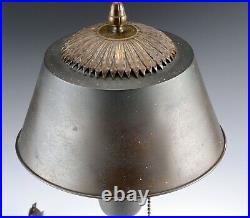 Vintage Art Deco Nouveau Heavy Bronze Metal Lamp Shade Stands 14.5 High