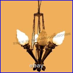 Vintage Art Deco Nouveau Mashaal Hanging Ceiling Fixture Light Chandelier Lamp