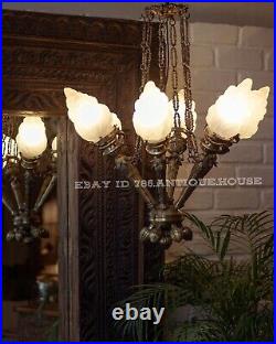 Vintage Art Deco Nouveau Mashaal Hanging Ceiling Fixture Light Chandelier Lamp