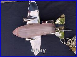 Vintage Art Deco Pink Dc3 Airplane Sarsaparilla Desk Lamp