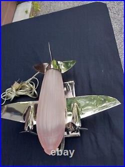 Vintage Art Deco Pink Dc3 Airplane Sarsaparilla Desk Lamp