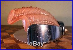 Vintage Art Deco Pink Glass Clam Shell 1930s Chrome Odeon Wall Light Lamp Shade