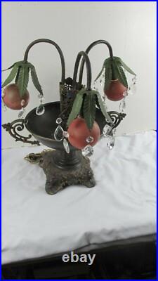 Vintage Art Deco Polychrome Table Lamp Light Lion Head Base Rare