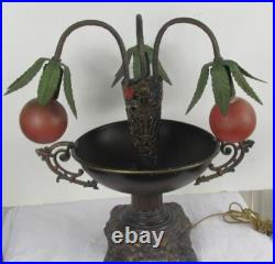 Vintage Art Deco Polychrome Table Lamp Light Lion Head Base Rare