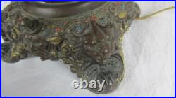 Vintage Art Deco Polychrome Table Lamp Light Lion Head Base Rare