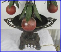 Vintage Art Deco Polychrome Table Lamp Light Lion Head Base Rare