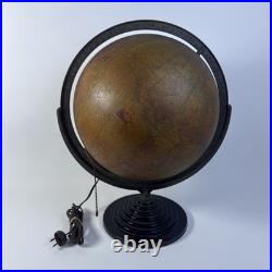 Vintage Art Deco RAND MCNALLY INDEXED TERRESTRIAL WORLD GLOBE LAMP Please Read