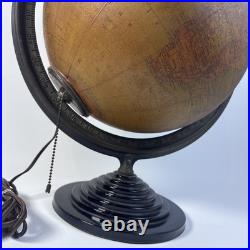 Vintage Art Deco RAND MCNALLY INDEXED TERRESTRIAL WORLD GLOBE LAMP Please Read