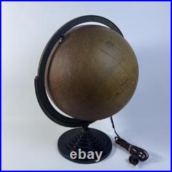 Vintage Art Deco RAND MCNALLY INDEXED TERRESTRIAL WORLD GLOBE LAMP Please Read