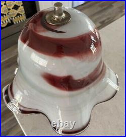 Vintage Art Deco Red White Blown Glass Table Lamp Awesome