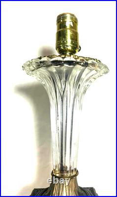 Vintage Art Deco Revival Glass & Brass Table Lamp Fluted Trumpet Form 14