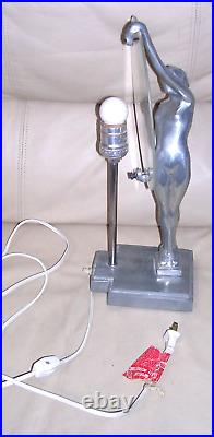 Vintage Art Deco SARSAPARILLA Nude Nymph Woman Moon Disc Lamp Works NYC Frankart