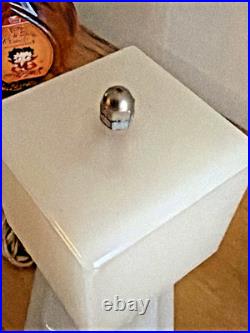 Vintage Art Deco Scottie Lamp Original Milk Glass Small Nightstand Lamp