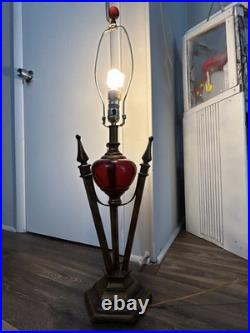 Vintage Art Deco Sculptural Torch Lamp with Amber Glass Accent