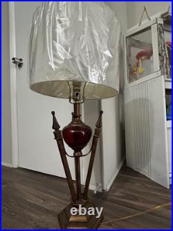 Vintage Art Deco Sculptural Torch Lamp with Amber Glass Accent