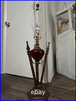 Vintage Art Deco Sculptural Torch Lamp with Amber Glass Accent