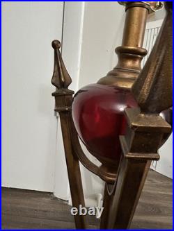 Vintage Art Deco Sculptural Torch Lamp with Amber Glass Accent