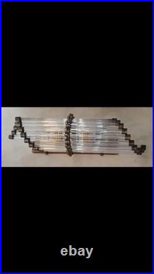 Vintage Art Deco Skyscraper Brass & Glass Rod Wall Light Sconce Lamp Fixture