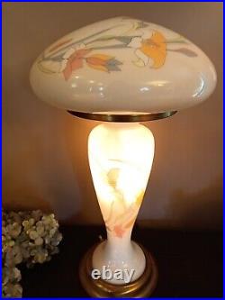 Vintage Art Deco Style 19 Mushroom Lamp Floral Design