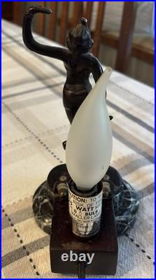 Vintage Art Deco Style Dancer Figurine Statue Marble Base 8 Lamp