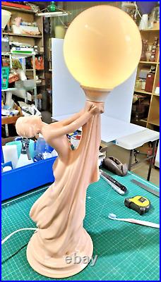 Vintage Art Deco Style Lamp Large Diana Lamp Beautiful Nude Naked Lady Lamp AF