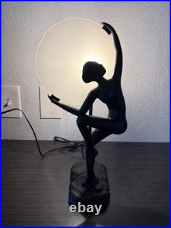 Vintage Art Deco Style Nude Female Black Table Moon lamp Reproduction Frank Art