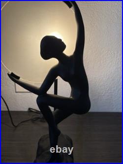 Vintage Art Deco Style Nude Female Black Table Moon lamp Reproduction Frank Art