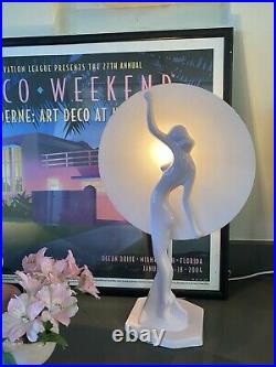 Vintage Art Deco Style Pink Lady Lamp Excellent Condition 20 H X 7 W X 6 D