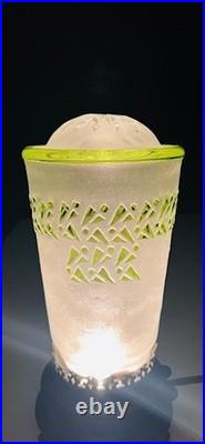 Vintage Art Deco Style Small Table Lamp with Green Cameo Glass Shade