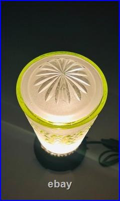 Vintage Art Deco Style Small Table Lamp with Green Cameo Glass Shade