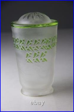 Vintage Art Deco Style Small Table Lamp with Green Cameo Glass Shade