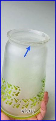 Vintage Art Deco Style Small Table Lamp with Green Cameo Glass Shade