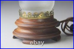 Vintage Art Deco Style Small Table Lamp with Green Cameo Glass Shade