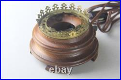 Vintage Art Deco Style Small Table Lamp with Green Cameo Glass Shade