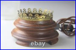 Vintage Art Deco Style Small Table Lamp with Green Cameo Glass Shade