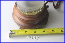 Vintage Art Deco Style Small Table Lamp with Green Cameo Glass Shade