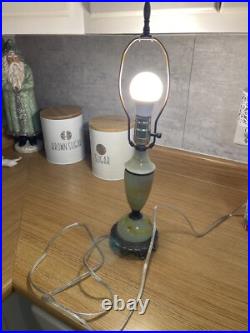 Vintage Art Deco Table Lamp Akro Agate Swirl Glass