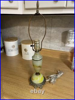 Vintage Art Deco Table Lamp Akro Agate Swirl Glass
