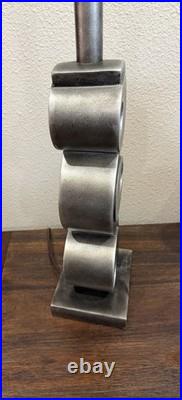 Vintage Art Deco Table Lamp Brushed Finish 27 Inch Heavy
