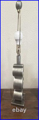 Vintage Art Deco Table Lamp Brushed Finish 27 Inch Heavy