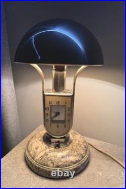 Vintage Art Deco Table Lamp with integrated Alarm clock by Mofem Mushroom Lamp